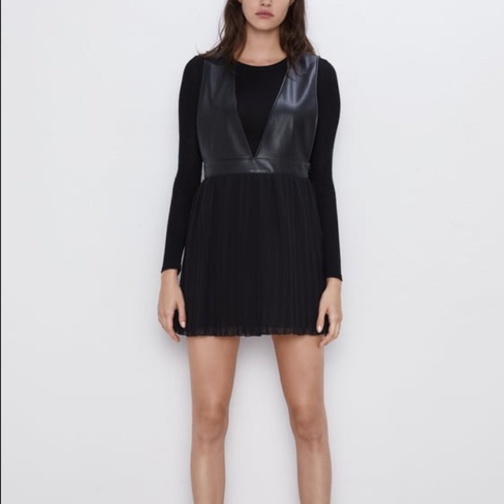 Zara Contrast Pleated Dress NWT